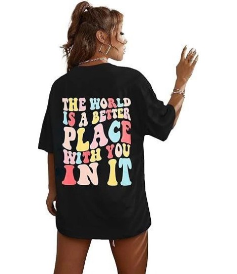Bisiklet Yaka Baskılı T-shirt - Siyah