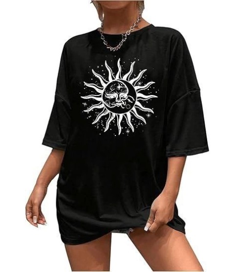 Bisiklet Yaka Baskılı T-shirt - Siyah