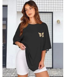 Bisiklet Yaka Baskılı T-shirt - Siyah