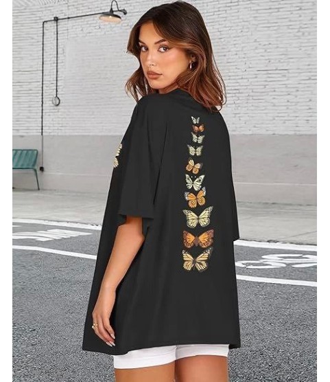 Bisiklet Yaka Baskılı T-shirt - Siyah