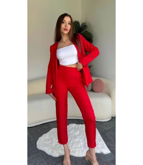 Kadın Atlas Kumaş Ceket Pantolon Takım