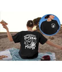 Bisiklet Yaka Baskılı T-shirt - Siyah