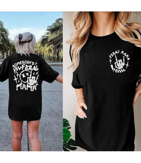 Bisiklet Yaka Baskılı T-shirt - Siyah
