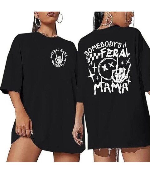 Bisiklet Yaka Baskılı T-shirt - Siyah