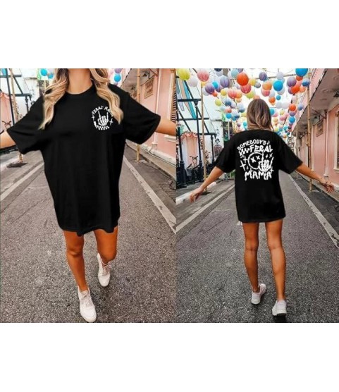 Bisiklet Yaka Baskılı T-shirt - Siyah