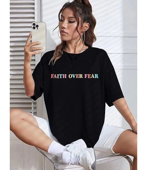 Bisiklet Yaka Baskılı T-shirt - Siyah