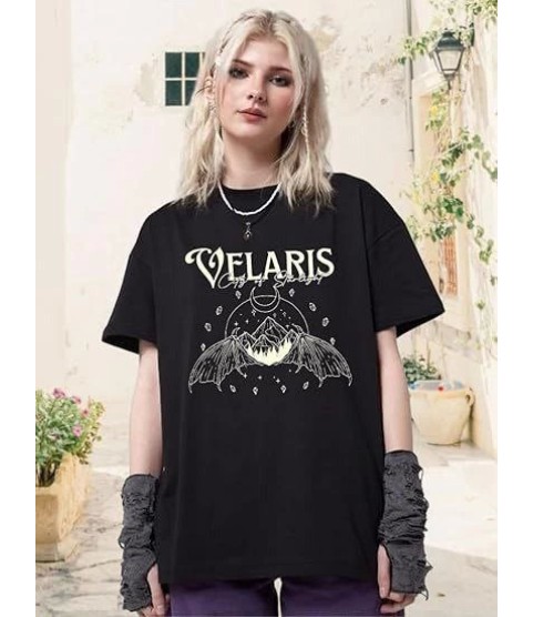 Bisiklet Yaka Baskılı T-shirt - Siyah