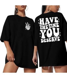 Bisiklet Yaka Kısa Kol Baskılı T-shirt - Siyah