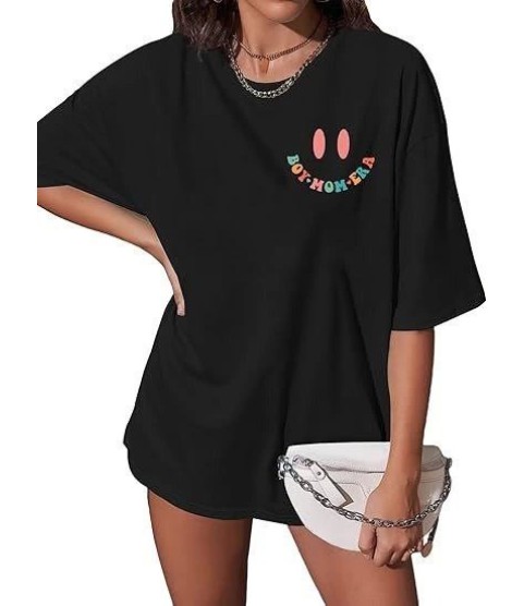 Bisiklet Yaka Kısa Kol Baskılı T-shirt - Siyah