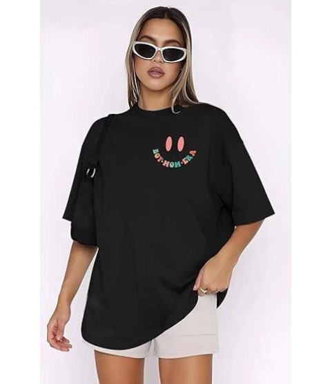 Bisiklet Yaka Kısa Kol Baskılı T-shirt - Siyah