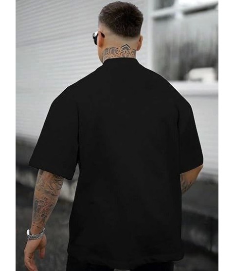 Erkek Bisiklet Yaka Kısa Kol Baskılı T-shirt - Siyah