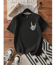 Baskılı T-shirt - Siyah