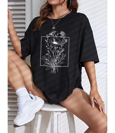 Baskılı T-shirt - Siyah