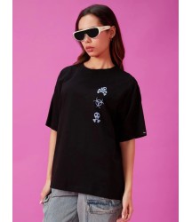 Baskılı Oversize T-shirt - Siyah