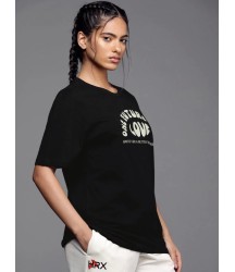 Baskılı Oversize T-shirt - Siyah