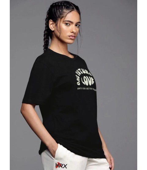 Baskılı Oversize T-shirt - Siyah