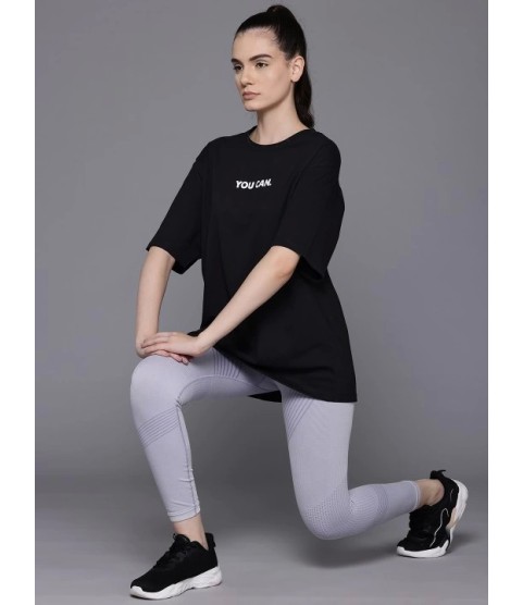 Baskılı Oversize T-shirt - Siyah