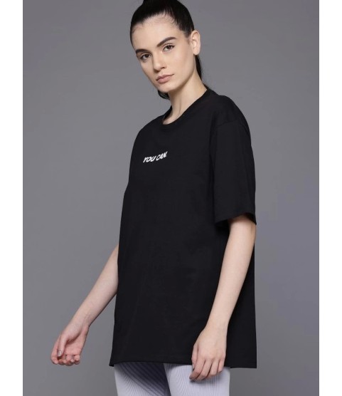 Baskılı Oversize T-shirt - Siyah