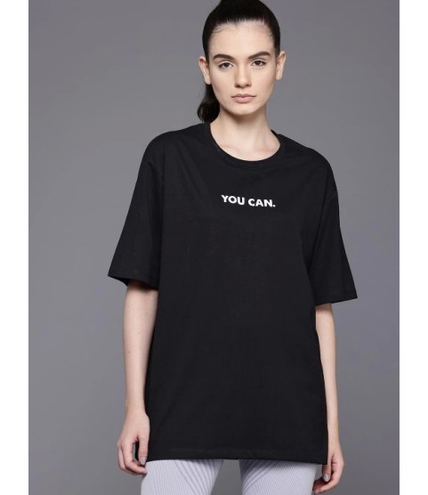 Baskılı Oversize T-shirt - Siyah