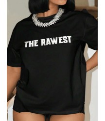 Baskılı Oversize T-shirt - Siyah