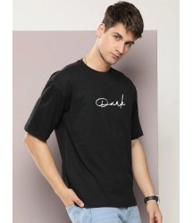 Erkek Baskılı Oversize T-shirt - Siyah