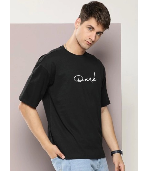 Erkek Baskılı Oversize T-shirt - Siyah