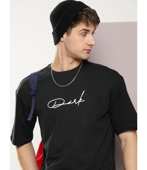 Erkek Baskılı Oversize T-shirt - Siyah