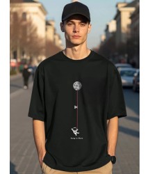 Erkek Baskılı Oversize T-shirt - Siyah