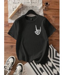 Erkek Baskılı Oversize T-shirt - Siyah