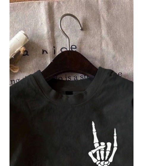 Erkek Baskılı Oversize T-shirt - Siyah