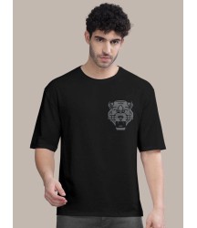 Erkek Baskılı Oversize T-shirt - Siyah