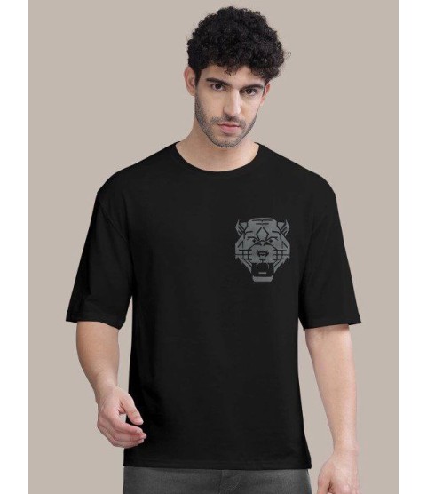 Erkek Baskılı Oversize T-shirt - Siyah