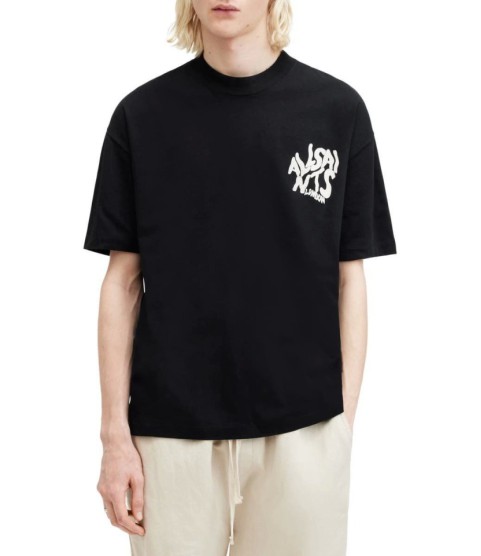 Erkek Baskılı Oversize T-shirt - Siyah