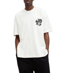 Erkek Baskılı Oversize T-shirt - Beyaz
