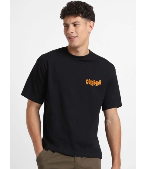 Erkek Baskılı Oversize T-shirt - Siyah