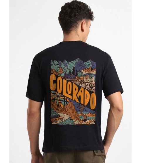 Erkek Baskılı Oversize T-shirt - Siyah