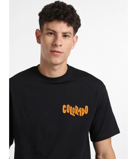 Erkek Baskılı Oversize T-shirt - Siyah