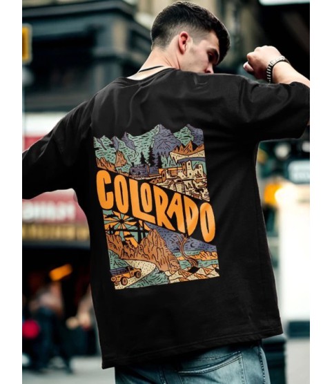Erkek Baskılı Oversize T-shirt - Siyah