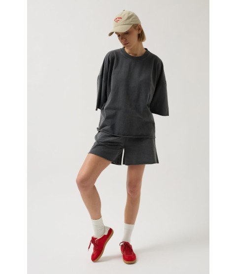Oversize Lazer Kesim Bisiklet Yaka T-Shirt