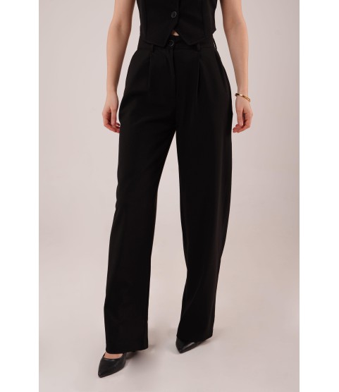 Premium Model Oturtmalı Siyah Pantolon