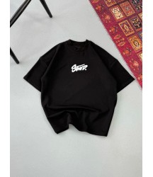 Erkek Baskılı Oversize T-shirt - Siyah
