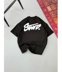 Erkek Baskılı Oversize T-shirt - Siyah