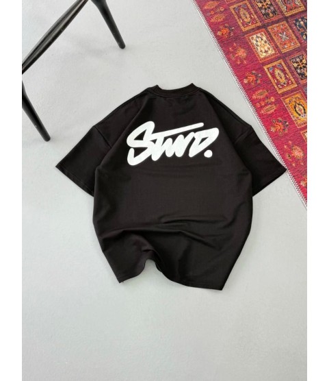 Erkek Baskılı Oversize T-shirt - Siyah