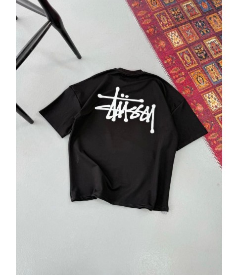 Erkek Baskılı Oversize T-shirt - Siyah