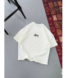 Erkek Baskılı Oversize T-shirt - Beyaz