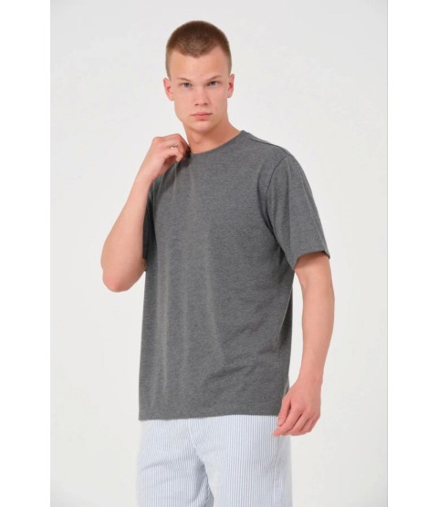 Erkek 24/1 Düz A Kalite Oversize T-shirt - Antrasit