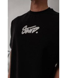 Erkek Baskılı Oversize T-shirt - Siyah