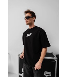 Erkek Baskılı Oversize T-shirt - Siyah