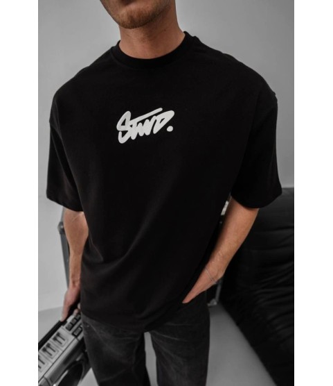 Erkek Baskılı Oversize T-shirt - Siyah