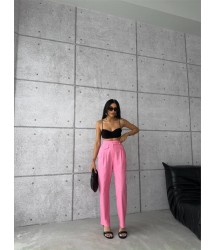 PANTOLON KAPALI CEP 3 DÜĞME DETAYLI - Pembe